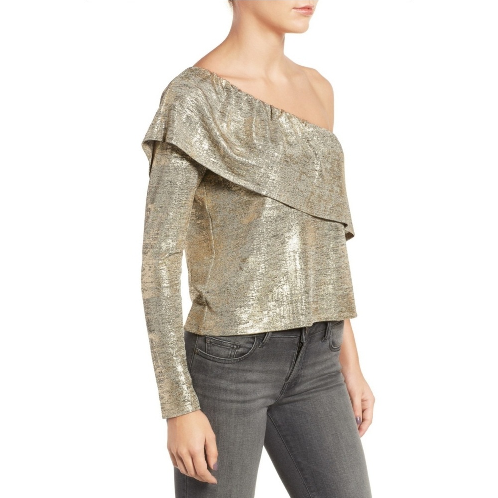 Trouvé Gold Metallic One Shoulder Top Sz S NWOT
